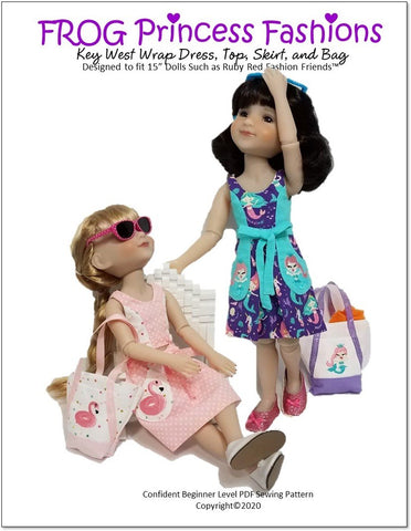 Frog Princess Fashions Ruby Red Fashion Friends Key West Wrap Dress, Top, Skirt, and Bag Doll Clothes Pattern for Ruby Red Fashion FriendsĀ® Pixie Faire