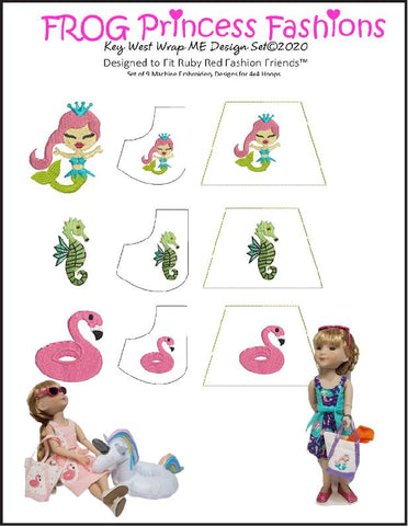 Frog Princess Fashions Machine Embroidery Design Key West Machine Embroidery Design Set For Ruby Red Fashion FriendsĀ® Doll Clothes Pixie Faire