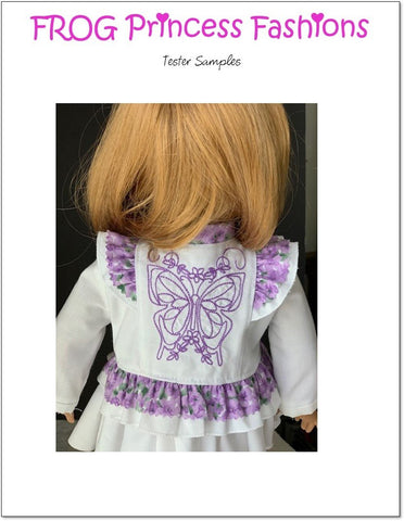 Frog Princess Fashions Machine Embroidery Design Ruffles and Glam 18" Doll Machine Embroidery Design Set Pixie Faire