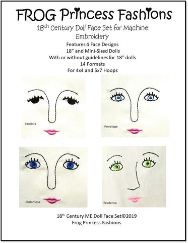 Frog Princess Fashions Machine Embroidery Design Pandora Doll Faces Machine Embroidery Design Set Pixie Faire