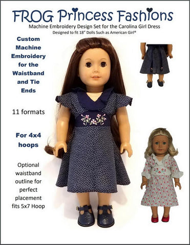 Frog Princess Fashions Machine Embroidery Design Carolina Girl 18" Doll Machine Embroidery Design Pixie Faire
