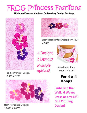 Frog Princess Fashions Machine Embroidery Design Free Hibiscus Machine Embroidery Design For 18" Dolls Pixie Faire