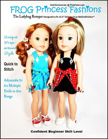 Frog Princess Fashions WellieWishers Ladybug Romper 14.5" Doll Clothes Pattern Pixie Faire