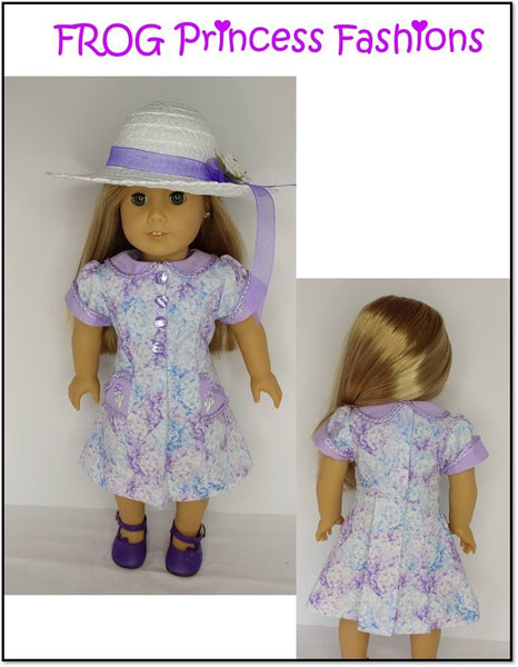 open lace back dress Frog Princess Fashions Pocket Full Of Posies 18 inch Doll Clothes Pattern