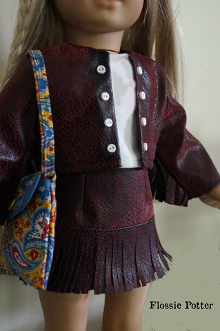Flossie Potter 18 Inch Historical 1970s Fringe Jacket & Mini Skirt 18" Doll Clothes Pattern Pixie Faire