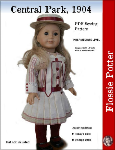 Flossie Potter 18 Inch Historical Central Park, 1904 18" Doll Clothes Pattern Pixie Faire