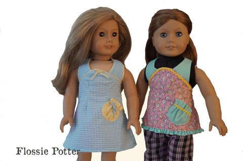 Flossie Potter 18 Inch Historical Just for Fun Halter Dress or Apron 18" Doll Clothes Pixie Faire