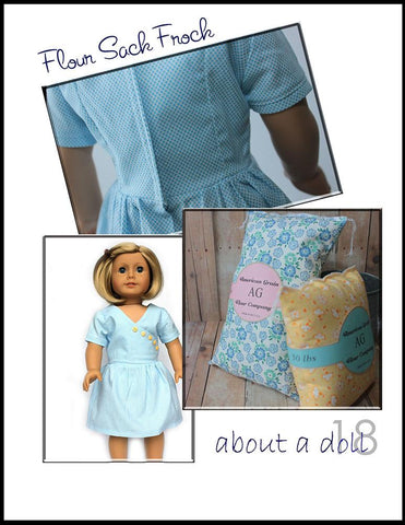 About A Doll 18 18 Inch Historical Flour Sack Frock 18" Doll Clothes Pattern Pixie Faire