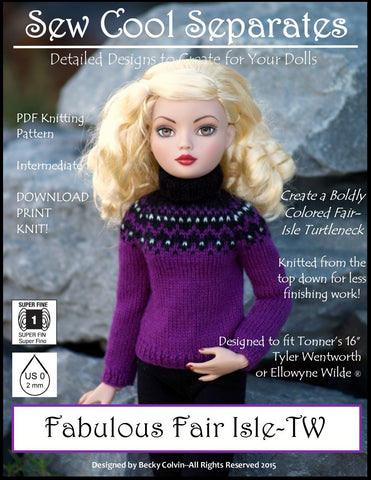 Sew Cool Separates Ellowyne Fabulous Fair Isle Knitting Pattern for Ellowyne and Tyler Wentworth Dolls Pixie Faire