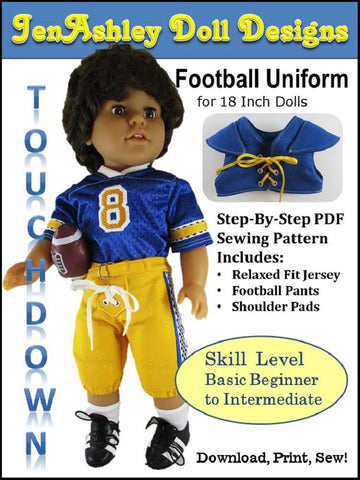 Jen Ashley Doll Designs 18 Inch Modern Touchdown Football Uniform 18" Doll Clothes Pixie Faire