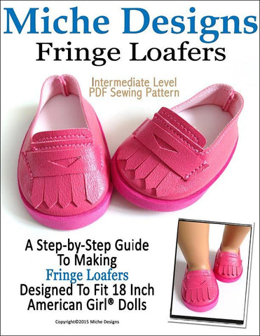 Miche Designs Shoes Fringe Loafers 18" Doll Shoes Pixie Faire