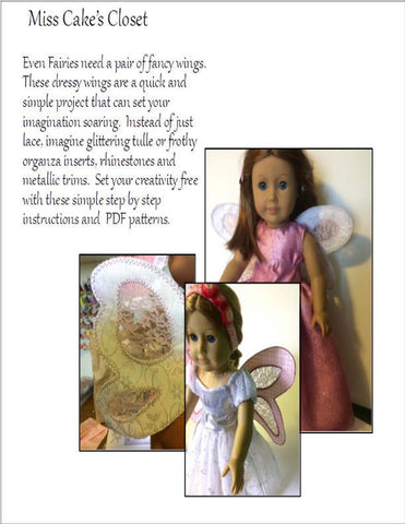 Miss Cake's Closet 18 Inch Modern Frosty Fairy Wings 18" Doll Accessory Pattern Pixie Faire