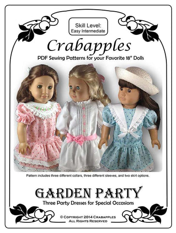 Crabapples 18 Inch Historical Garden Party Dress Bundle 18" Doll Clothes Pattern Pixie Faire