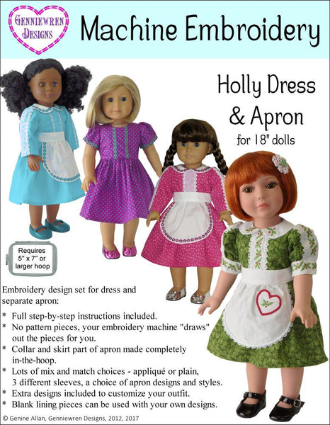 Genniewren Designs Holly Dress Apron Doll Clothes Machine - Main Image