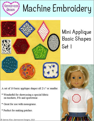 Genniewren Machine Embroidery Design Mini Applique Basic Shapes Set 1 Machine Embroidery Design Pixie Faire