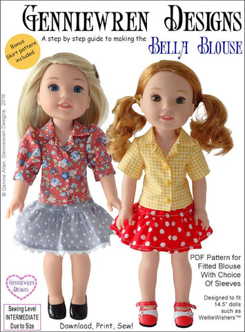 Genniewren WellieWishers Bella Blouse 14.5" Doll Clothes Pattern Pixie Faire