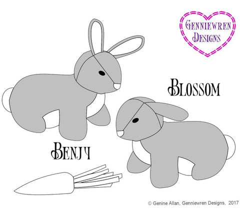 Genniewren 18 Inch Modern Benjy & Blossom Bunny Pets 18" Doll Pet Pattern Pixie Faire