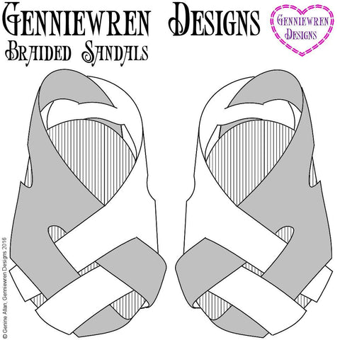 Genniewren Shoes Braided Sandals 18" Doll Shoes Pixie Faire