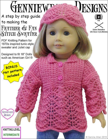 Genniewren Knitting Feather & Fan Stitch Sweater Knitting Pattern Pixie Faire