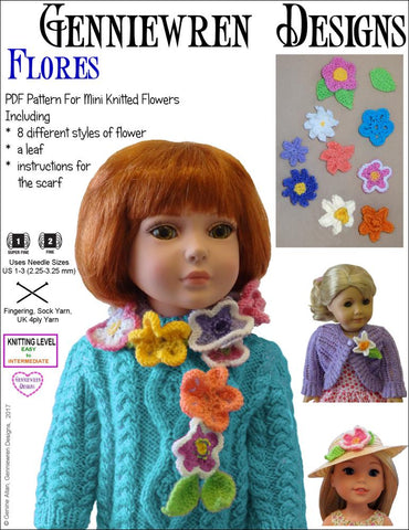 Genniewren Knitting Flores 18" Doll Knitting Pattern Pixie Faire