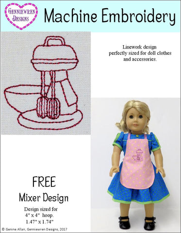 Genniewren Machine Embroidery Design FREE Redwork Mixer Machine Embroidery Design Pixie Faire
