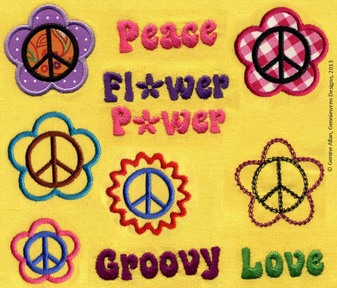 Genniewren Machine Embroidery Design Hippy Chick Flower Power Design Set Machine Embroidery Designs Pixie Faire