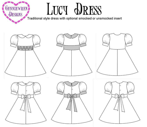 Genniewren 18 Inch Historical Lucy Dress 18" Doll Clothes Pattern Pixie Faire