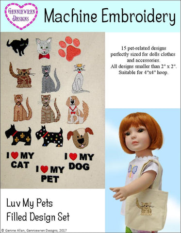 Genniewren Machine Embroidery Design I Luv My Pets Machine Embroidery Design Set Pixie Faire