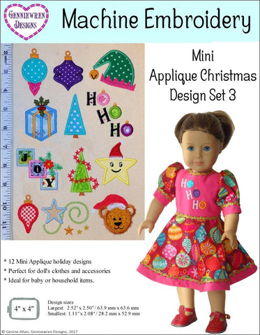 Genniewren Machine Embroidery Design Mini Applique Christmas Design Set 3 Machine Embroidery Designs Pixie Faire