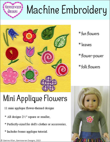 Genniewren Machine Embroidery Design Mini Applique Flowers Machine Embroidery Designs Pixie Faire