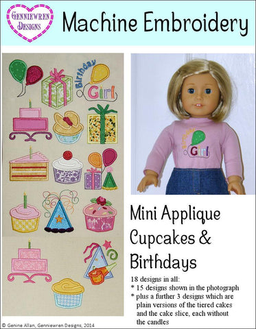Genniewren Machine Embroidery Design Mini Applique Cupcakes & Birthdays Machine Embroidery Designs Pixie Faire