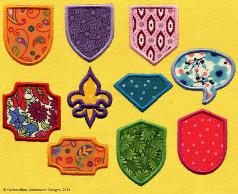 Genniewren Machine Embroidery Design Mini Applique Shields & Emblems Machine Embroidery Design Pixie Faire