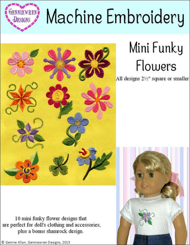 Genniewren Machine Embroidery Design Mini Funky Flowers Machine Embroidery Designs Pixie Faire