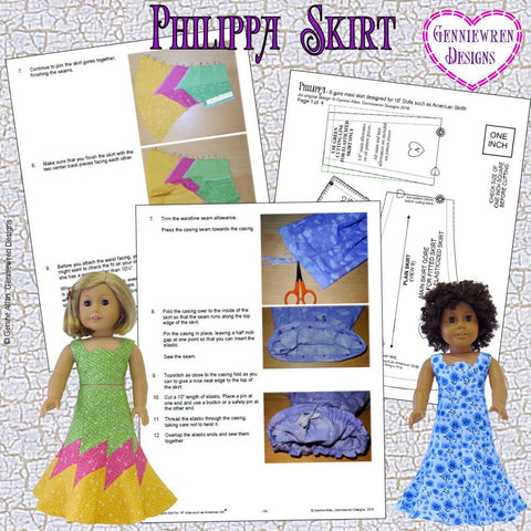 Genniewren 18 Inch Modern Philippa Skirt 18" Doll Clothes Pattern Pixie Faire