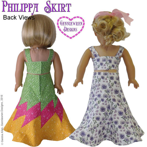 Genniewren 18 Inch Modern Philippa Skirt 18" Doll Clothes Pattern Pixie Faire