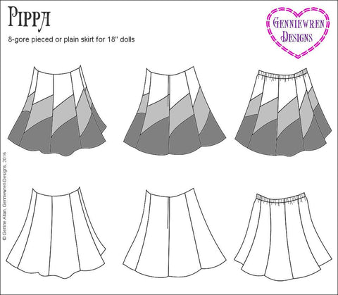Genniewren 18 Inch Modern Pippa Skirt 18" Doll Clothes Pixie Faire