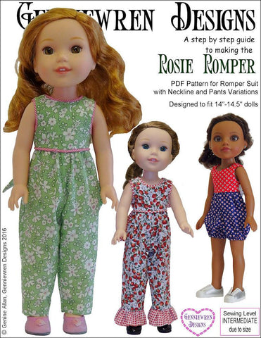 Genniewren WellieWishers Rosie Romper 14-14.5" Doll Clothes Pattern Pixie Faire