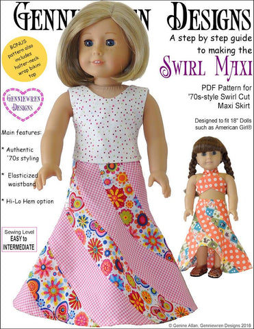 Genniewren 18 Inch Historical Swirl Maxi 18" Doll Clothes Pattern Pixie Faire