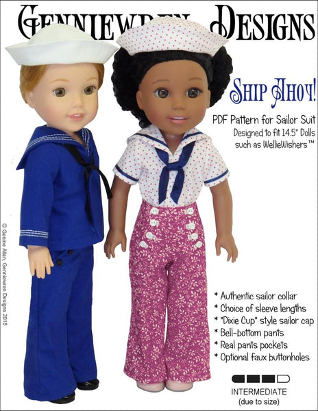 Genniewren Designs Ship Ahoy Doll Clothes Pattern For WellieWishers