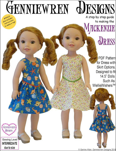 Genniewren WellieWishers Mackenzie Dress 14.5" Doll Clothes Pattern Pixie Faire