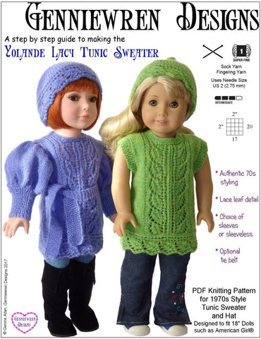 Genniewren Knitting Yolande Lacy Tunic & Hat Knitting Pattern Pixie Faire