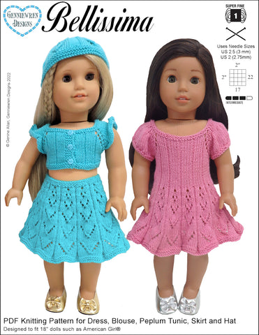Genniewren Knitting Bellissima 18" Doll Knitting Pattern Pixie Faire