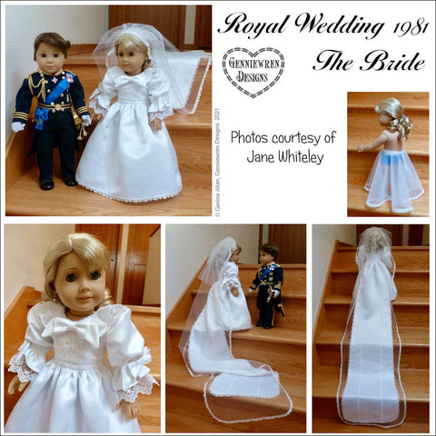 Genniewren 18 Inch Historical Royal Wedding 1981 The Bride 18 inch Doll Clothes Pattern Pixie Faire