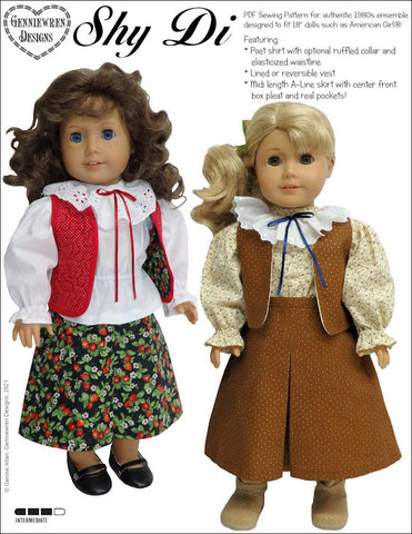 Genniewren 18 Inch Historical Shy Di 1980s Style Ensemble 18" Doll Clothes Pattern Pixie Faire