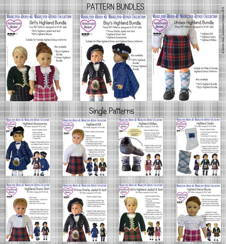 Genniewren 18 Inch Modern Highland Kilt 18" Doll Clothes Pattern Pixie Faire