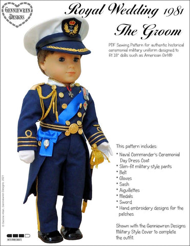 Genniewren 18 Inch Historical Royal Wedding 1981 The Groom 18 inch Doll Clothes Pattern Pixie Faire