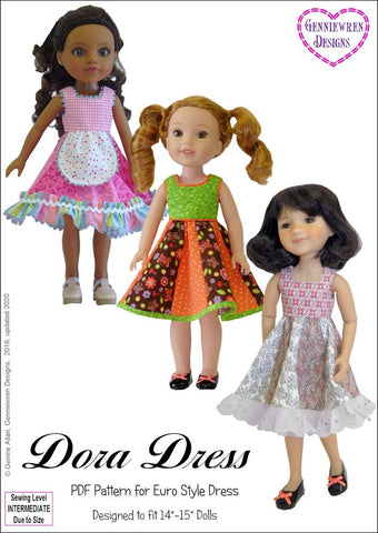 Genniewren WellieWishers Dora Dress 14-15" Doll Clothes Pattern Pixie Faire