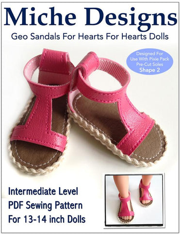 Miche Designs H4H/Les Cheries Geo Sandals Pattern for Les Cheries and Hearts for Hearts Girls Dolls Pixie Faire