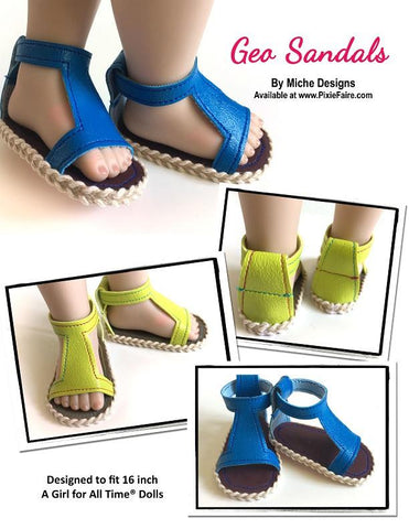 Miche Designs A Girl For All Time Geo Sandals Pattern for AGAT Dolls Pixie Faire