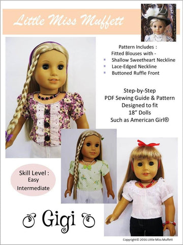 Little Miss Muffett 18 Inch Modern Gigi 18" Doll Clothes Pattern Pixie Faire